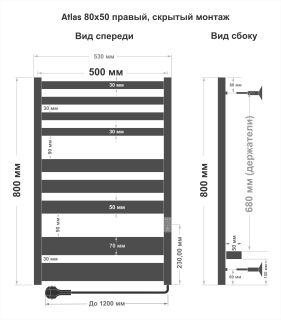 Полотенцесушитель электрический Indigo Atlas LСLATE80-50WMRt 80x50 см белый матовый
